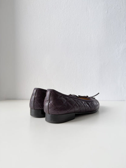 Vintage Chanel ribbon CC logo ballet flats
