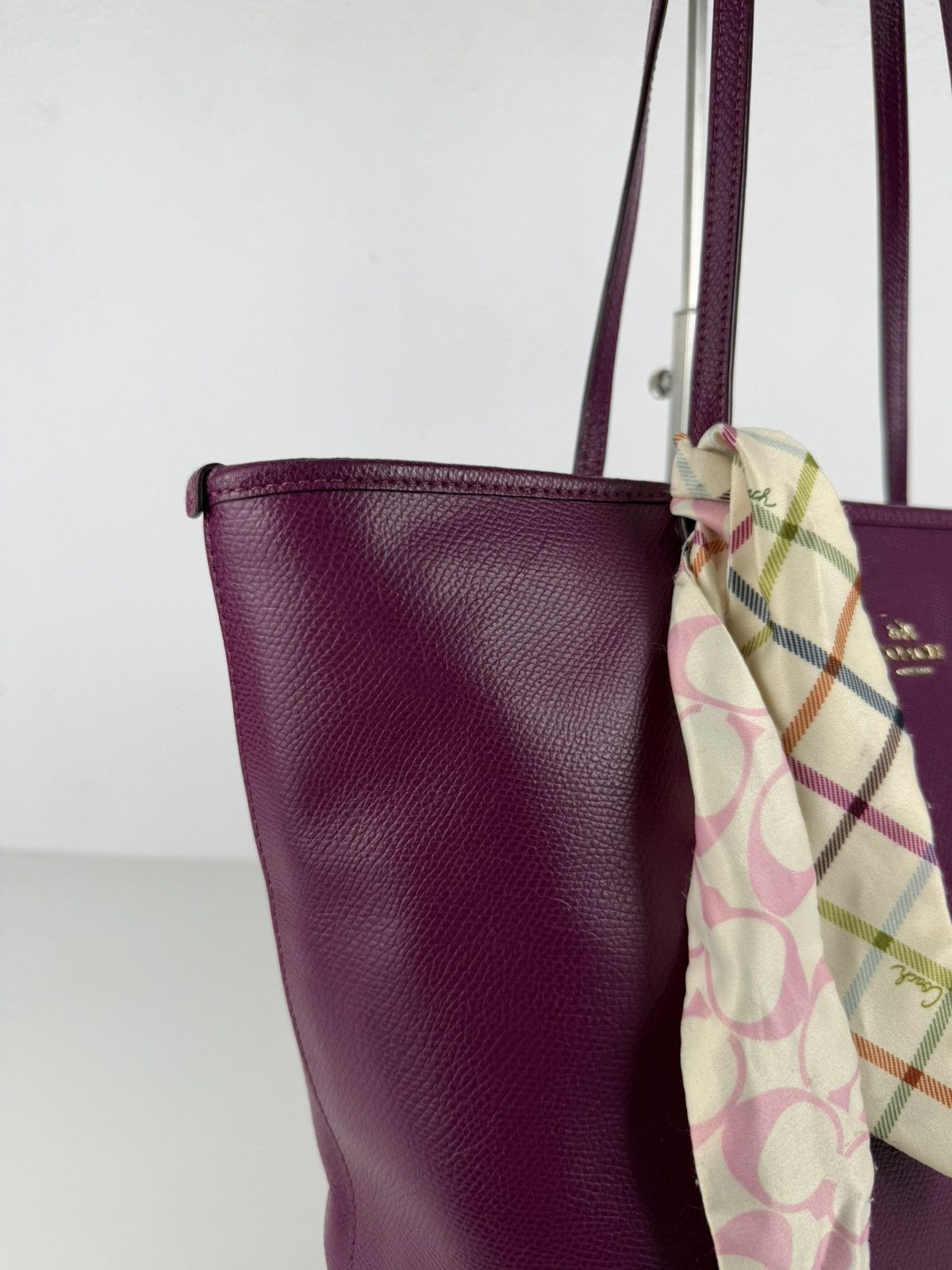 Coach crossgrain leather city tote fuchsia
