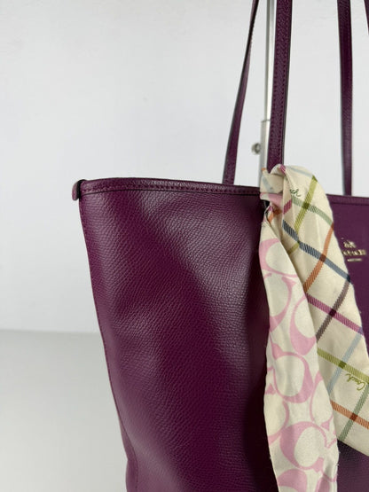 Coach crossgrain leather city tote fuchsia