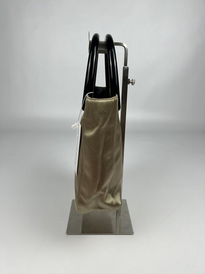 Prada triangle logo velvet plastic handle mini tote bag