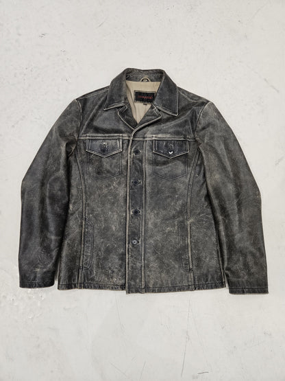 Vintage distressed leather overshirt