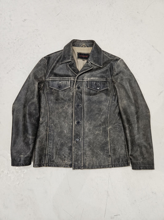 Vintage distressed leather overshirt