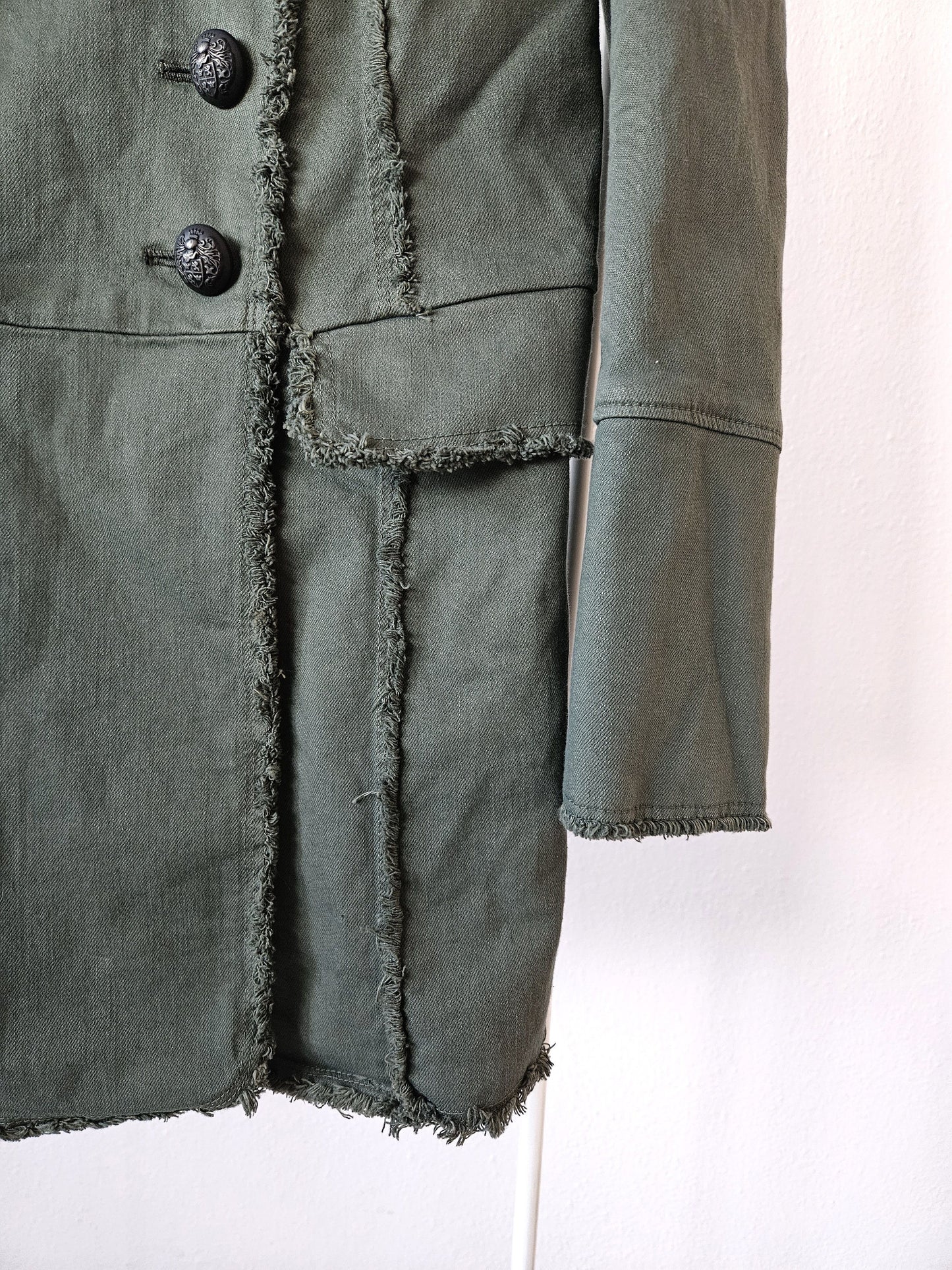 Pierre Balmain raw edge double breasted napoleon coat