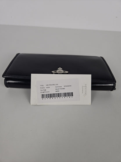 Vivienne Westwood orb black patent leather wallet