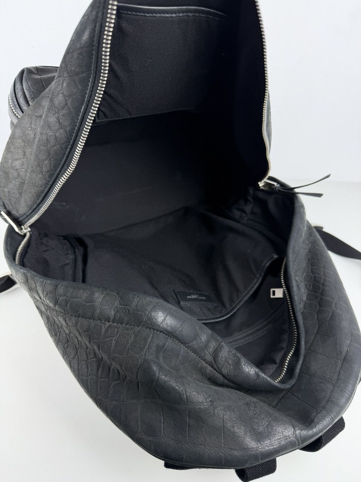 2021 Saint Laurent croc embossed leather city backpack