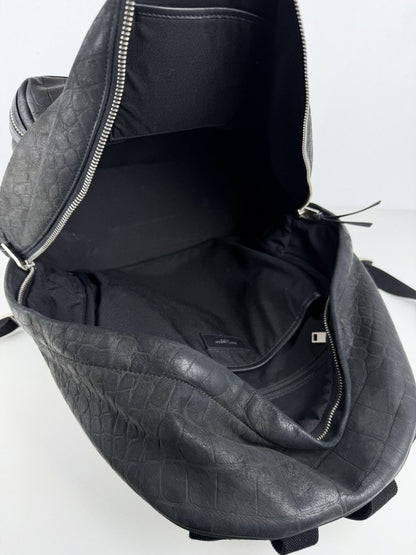 2021 Saint Laurent croc embossed leather city backpack
