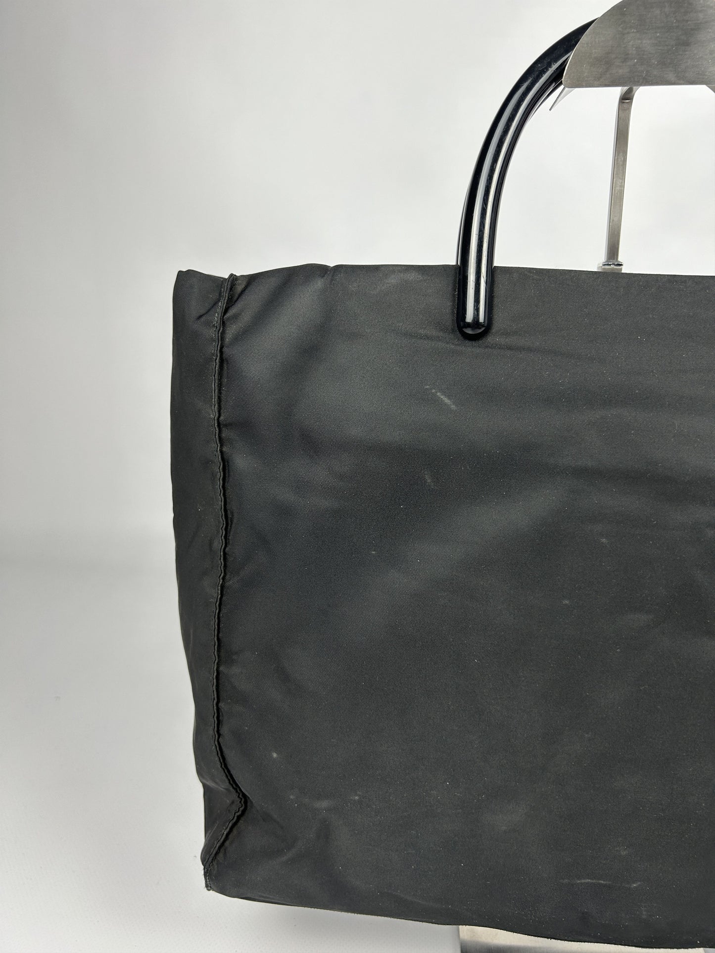 Vintage y2k prada nylon triangle logo plastic handle bag