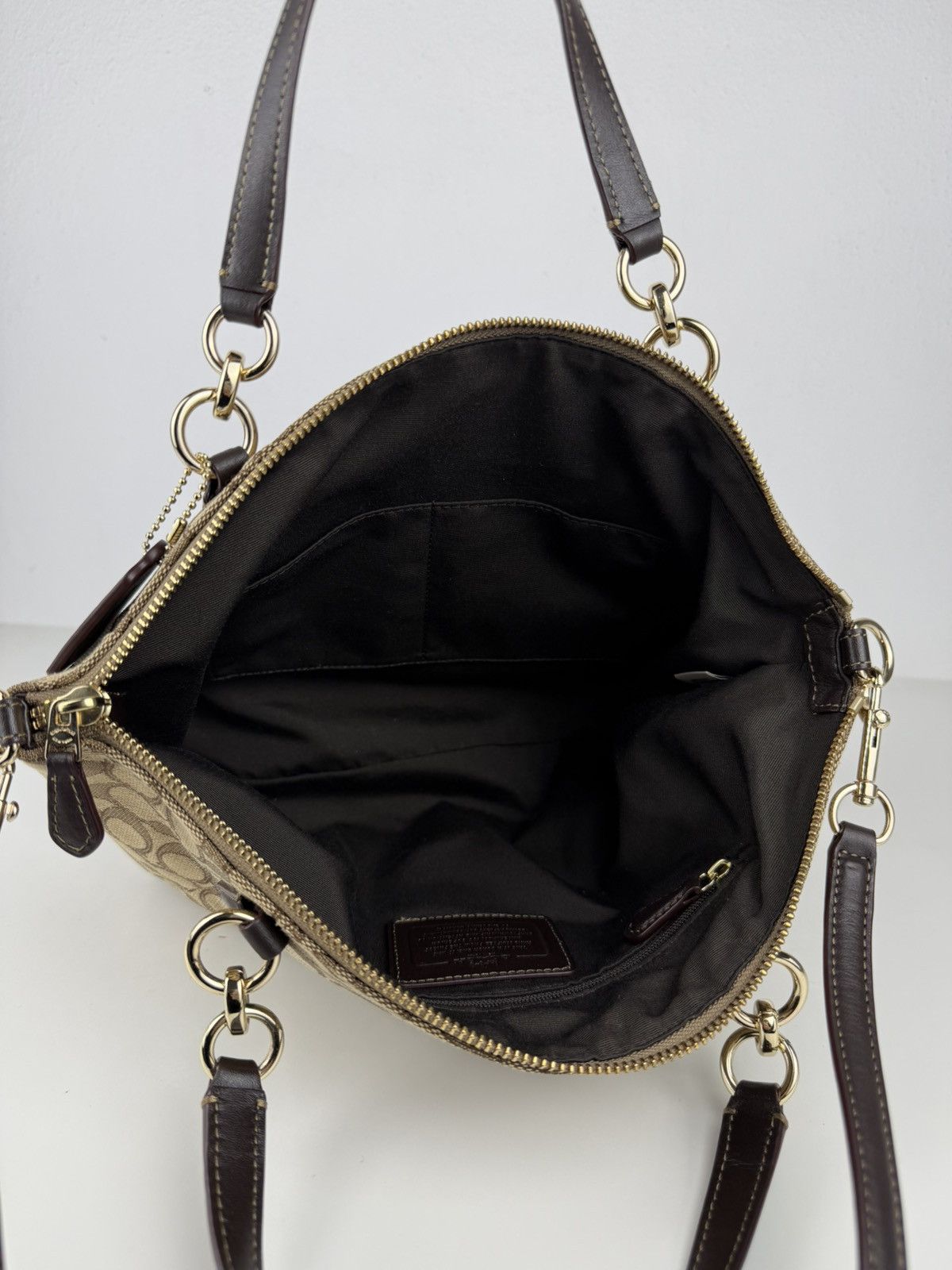 Coach signature jacquard and leather small kelsey satchel