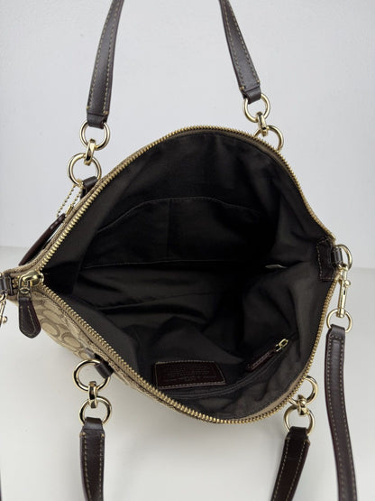 Coach signature jacquard and leather small kelsey satchel