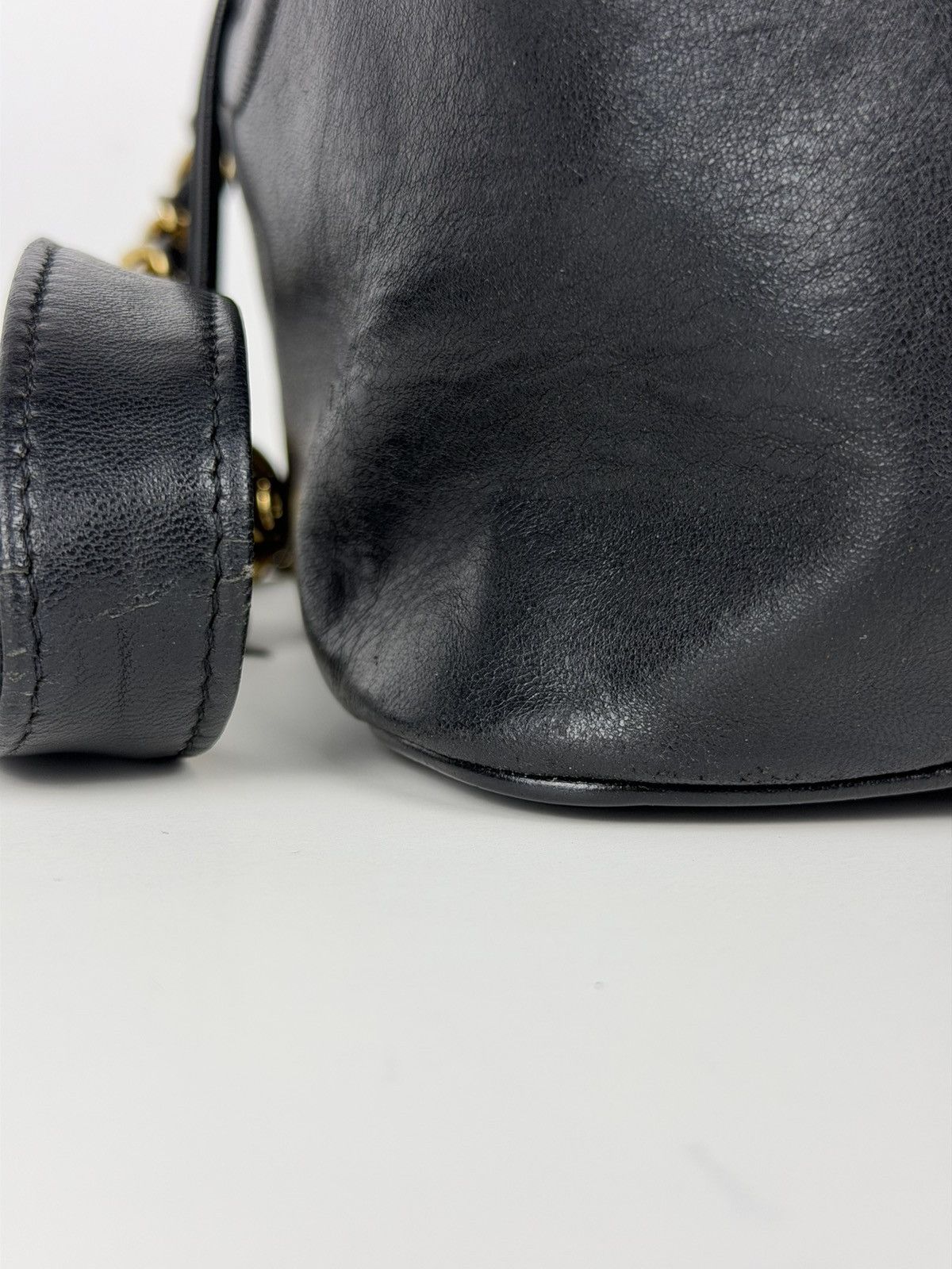 Vintage Chanel lambskin CC logo drawstring bag