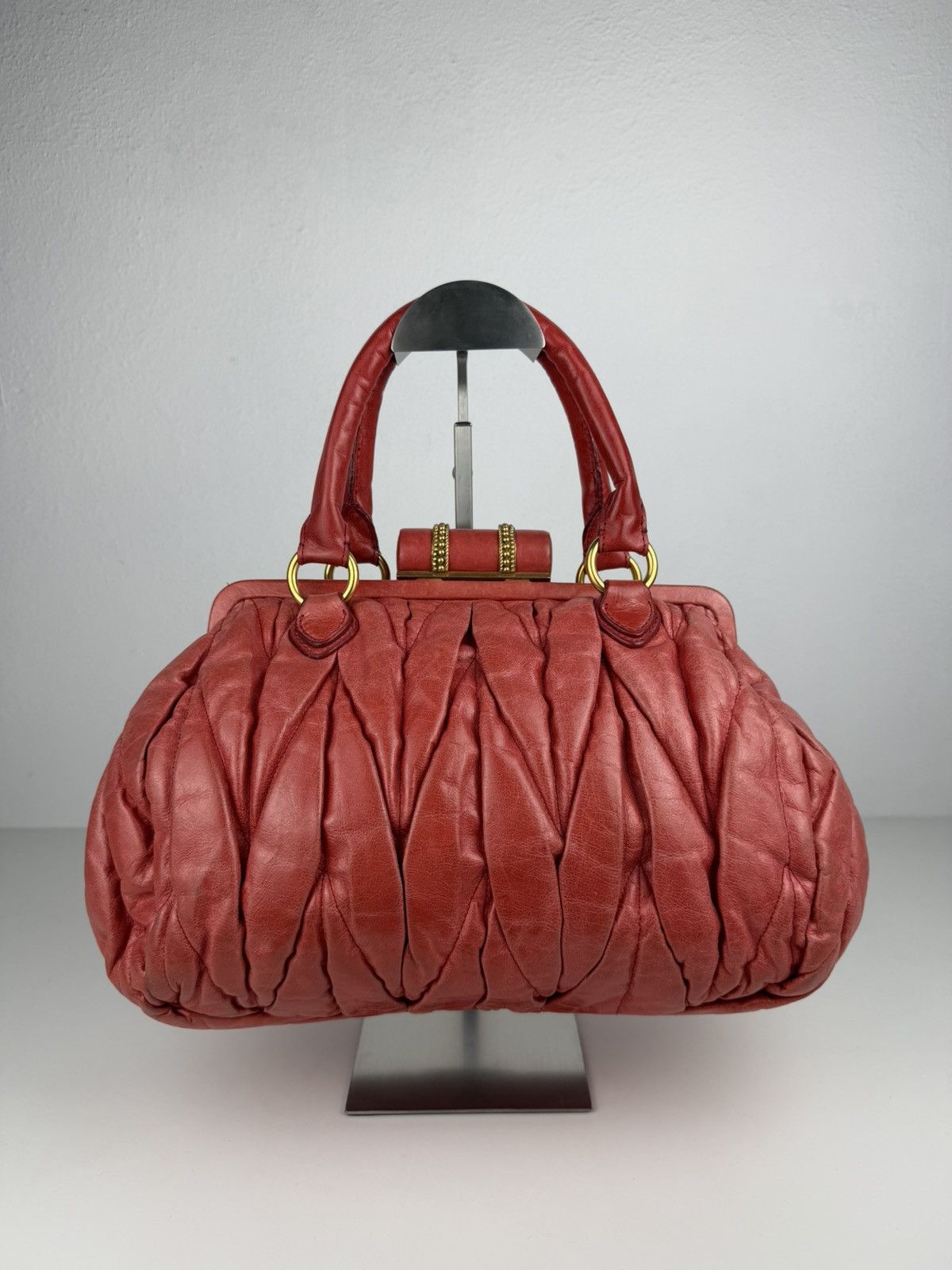 Miu Miu matelasse pleated leather handbag