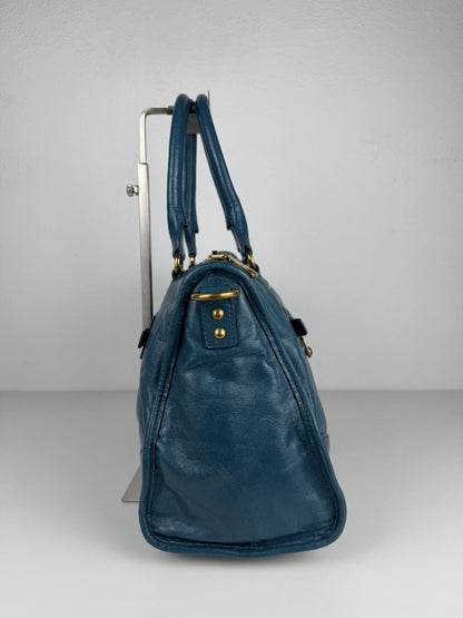 Miu miu vitello lux top zip handbag in turquoise