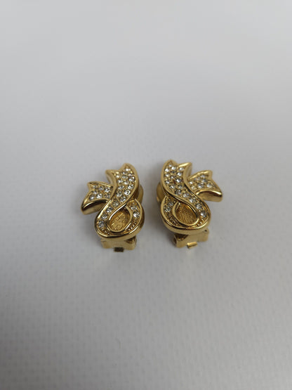 80s Dior rhinestone embellished bow ribbon clip on earrings