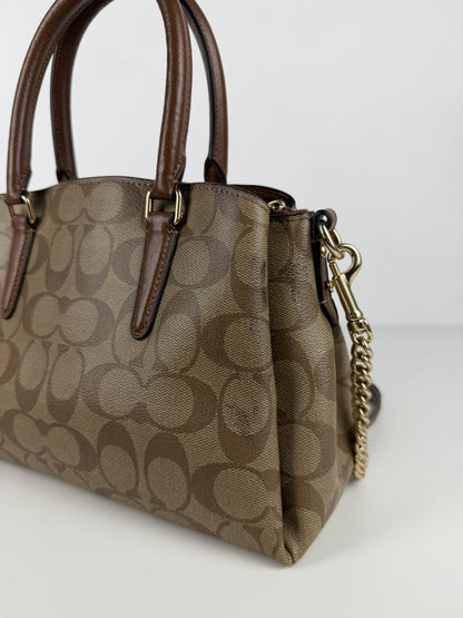 Coach coated signature mini sage carryall handbag