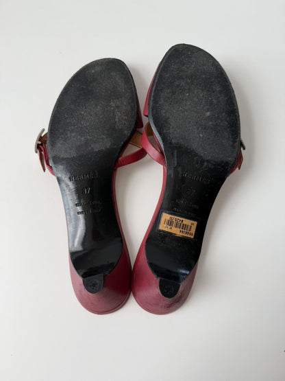 Hermes Kiton open toe kitten heel mules