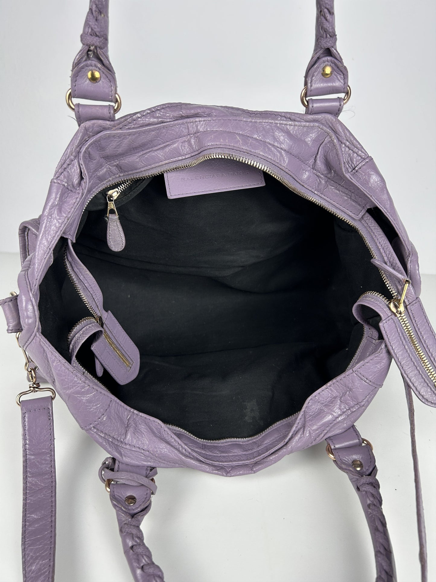 Balenciaga part time giant hardware city bag in lilac