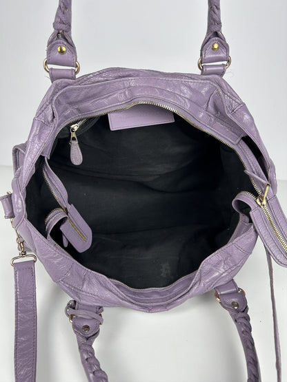 Balenciaga part time giant hardware city bag in lilac
