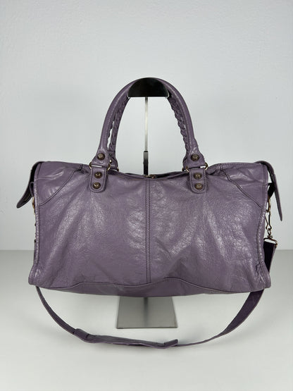 Balenciaga part time giant hardware city bag in lilac
