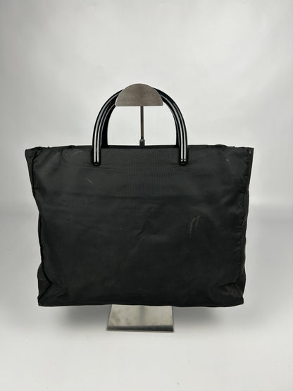 Vintage y2k prada nylon triangle logo plastic handle bag
