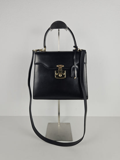 Vintage 80s Gucci lady lock box leather handbag