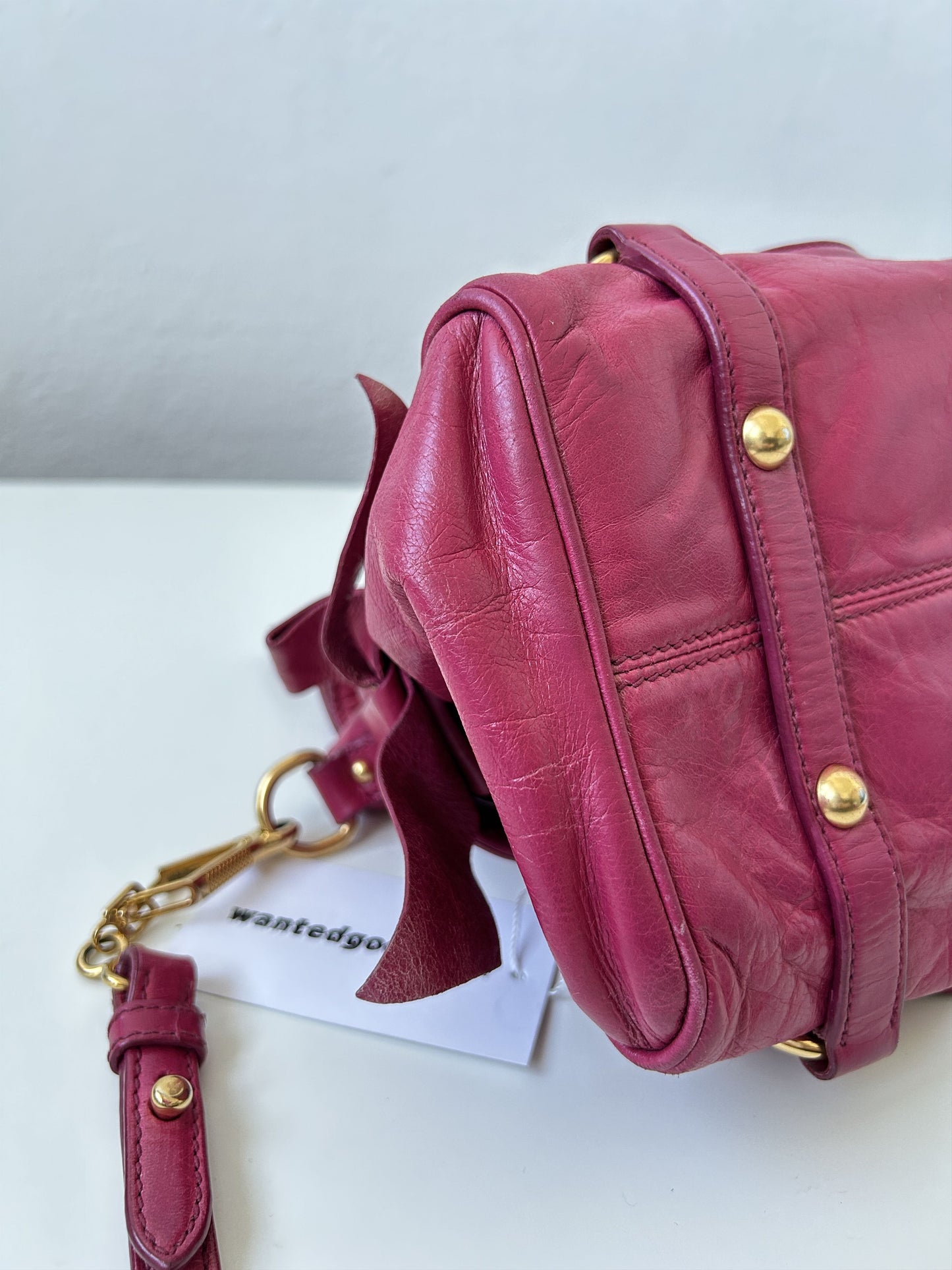 Vintage y2k miu miu vitello bow bag in pink