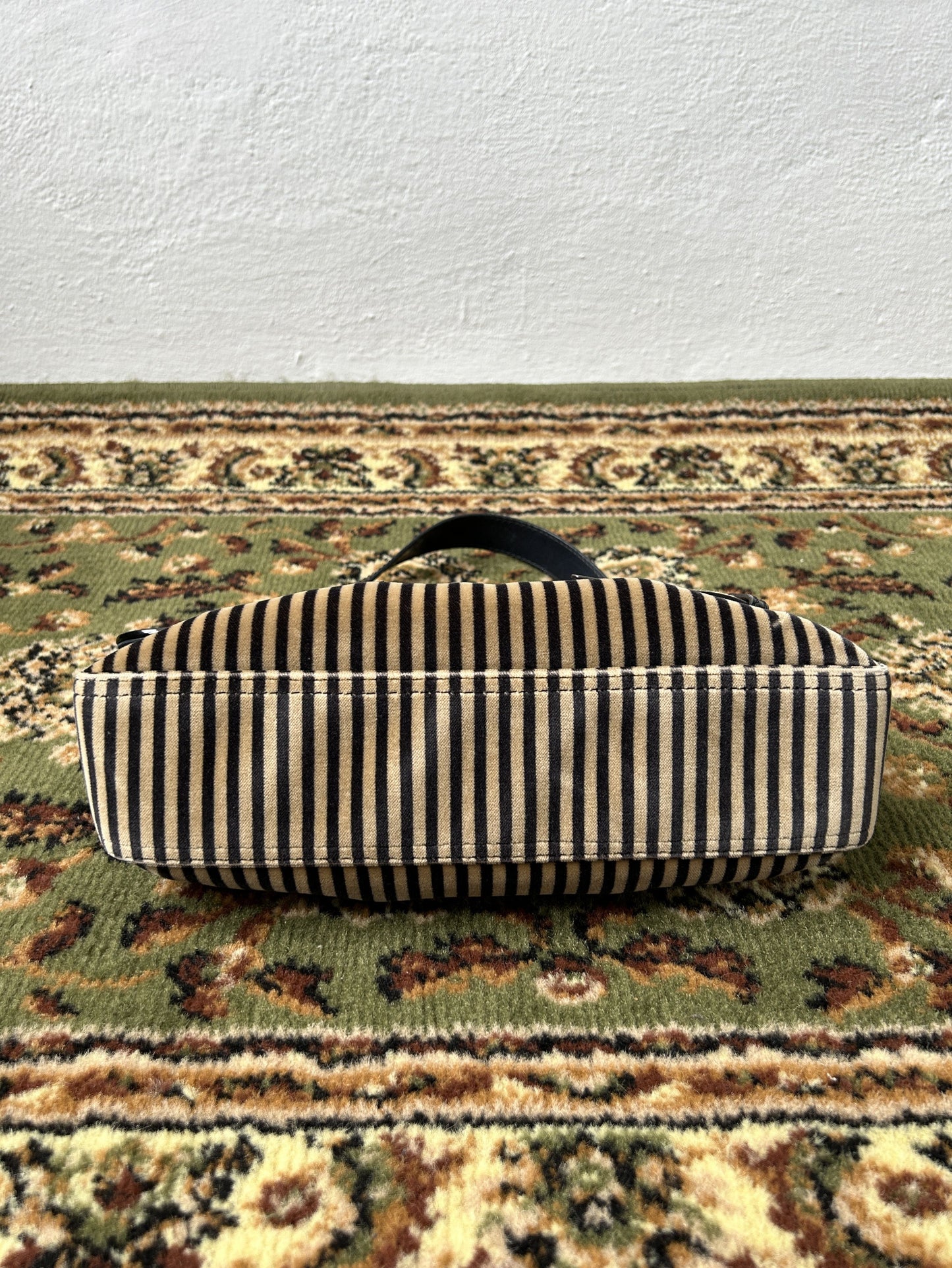 Y2k Fendi buckle striped velvet and ponyhair handbag