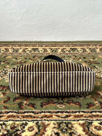 Y2k Fendi buckle striped velvet and ponyhair handbag