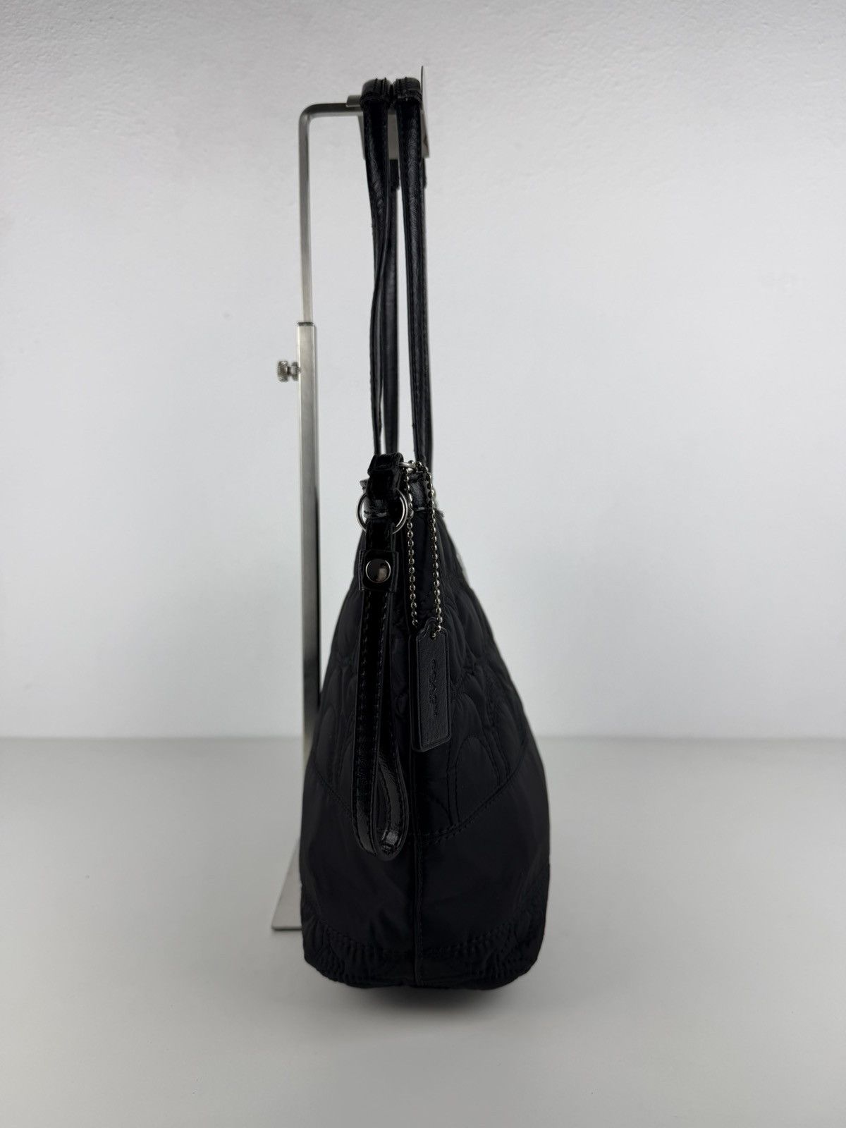 Coach signature quilted nylon and patent leather tote
