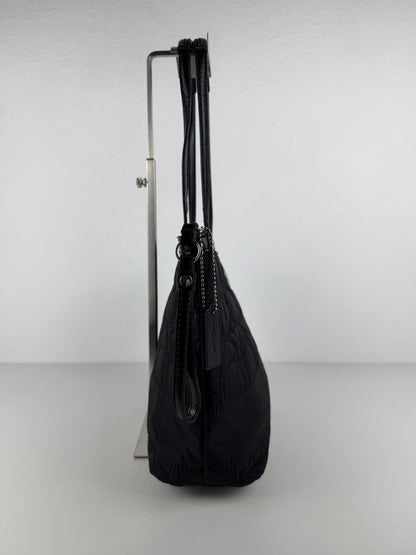 Coach signature quilted nylon and patent leather tote