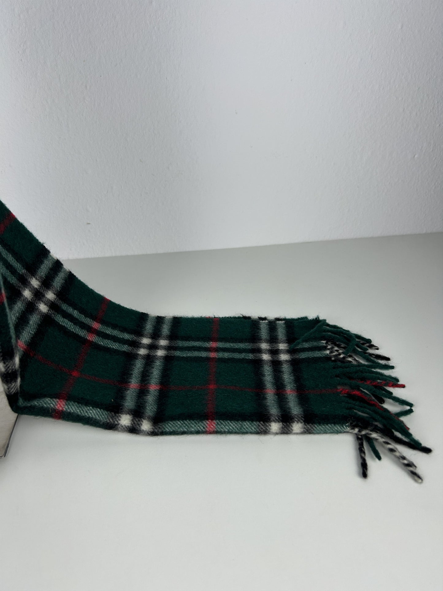 Vintage Burberry green nova check cashmere scarf