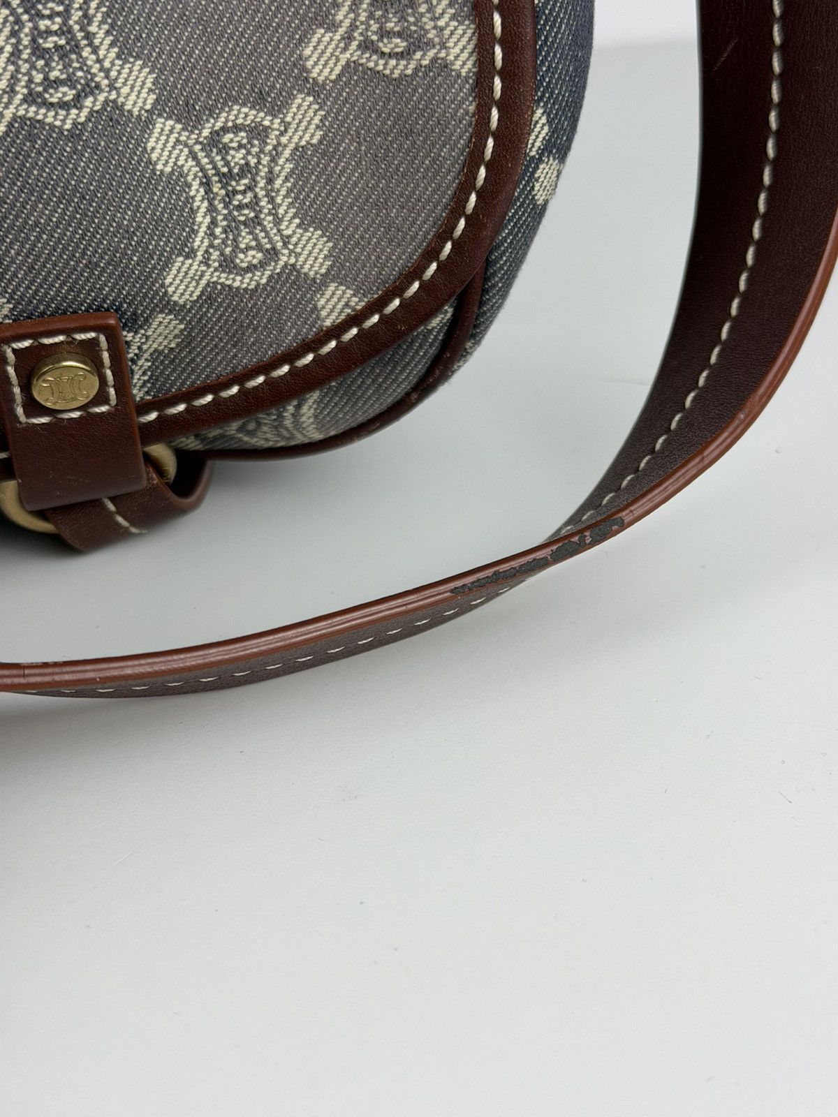 Celine macadam monogram denim shoulder/ crossbody bag