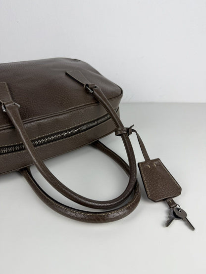 Prada saffiano leather triangle logo mini bowling bag