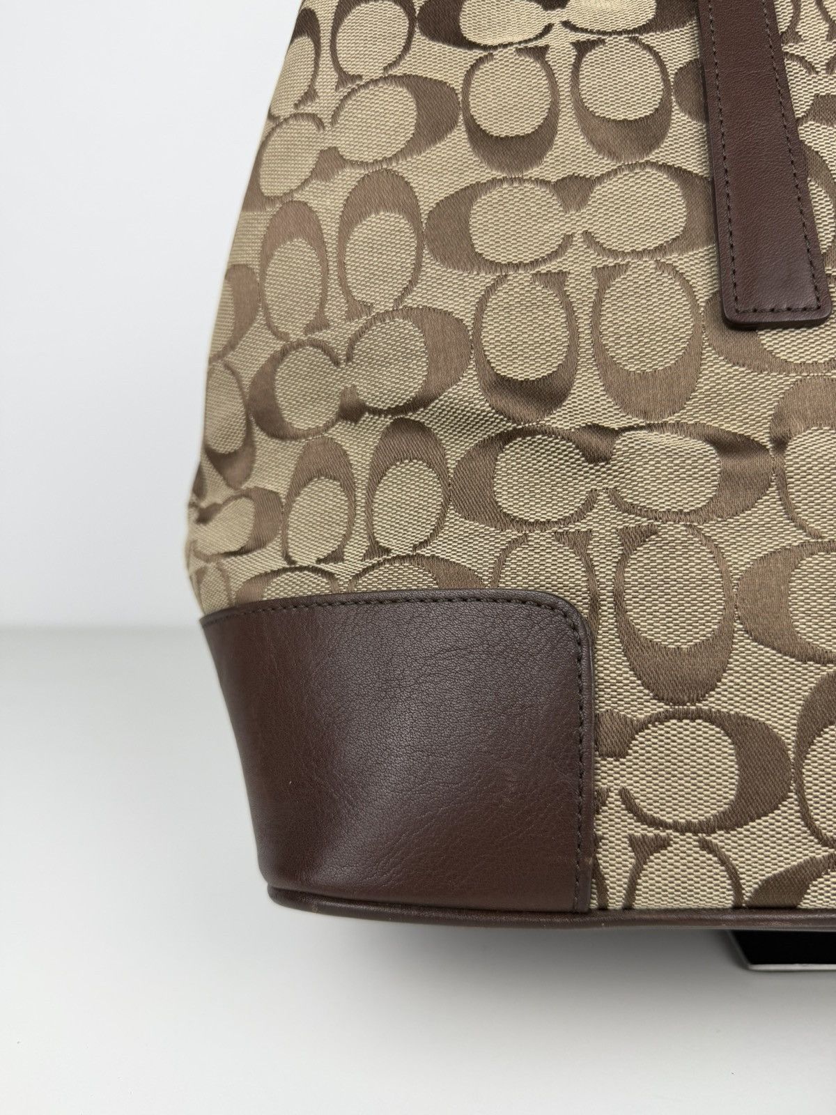 Coach signature leather and canvas tote bag