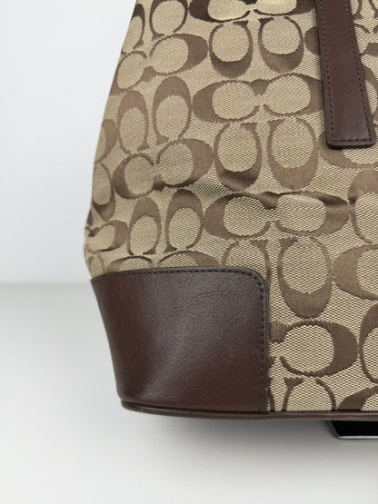 Coach signature leather and canvas tote bag