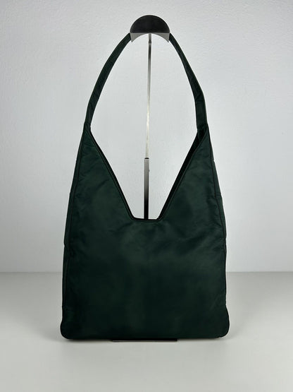 Vintage 90s Prada nylon triangle logo hobo handbag