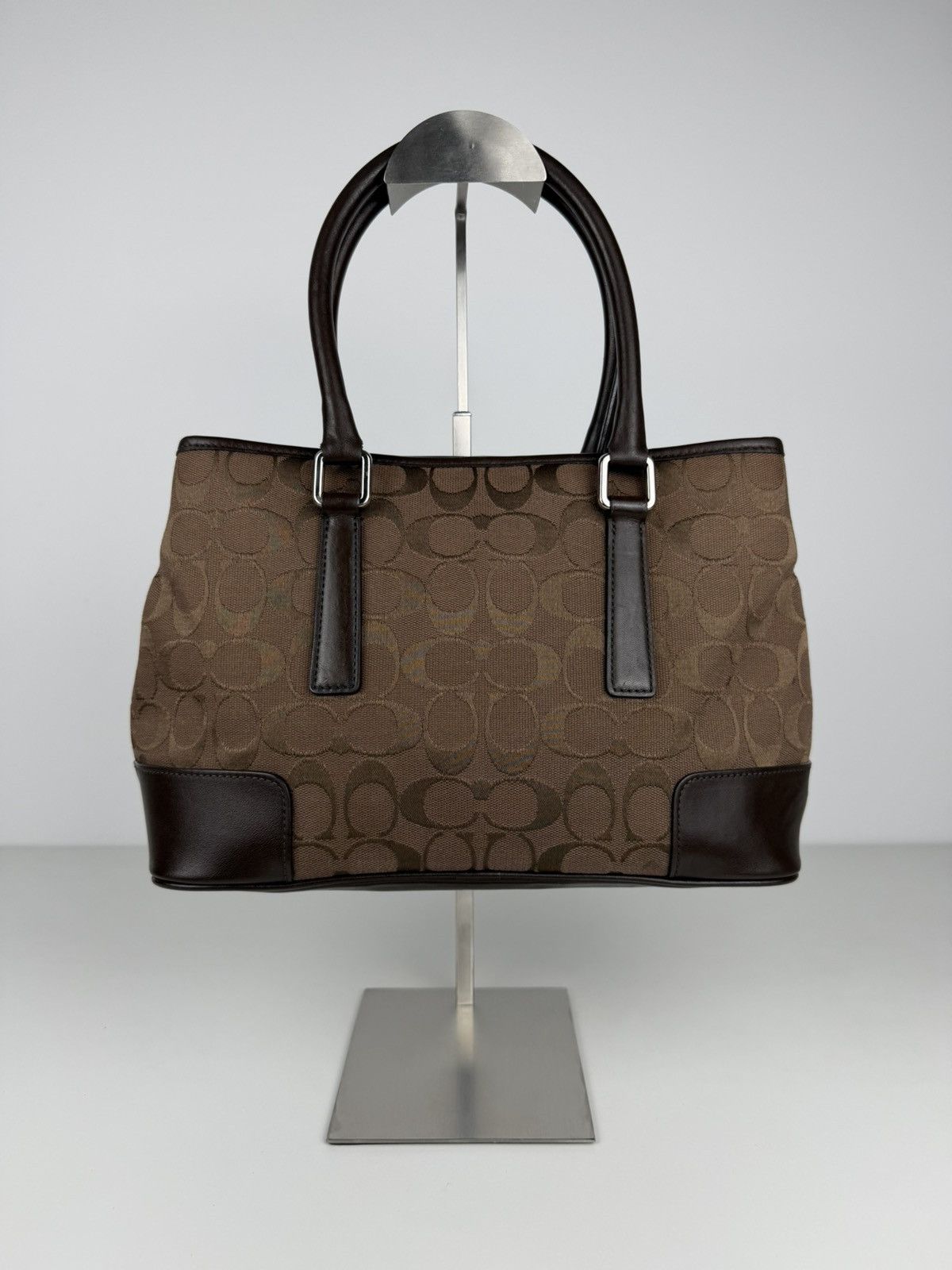 Coach Hamptons leather and canvas signature tote