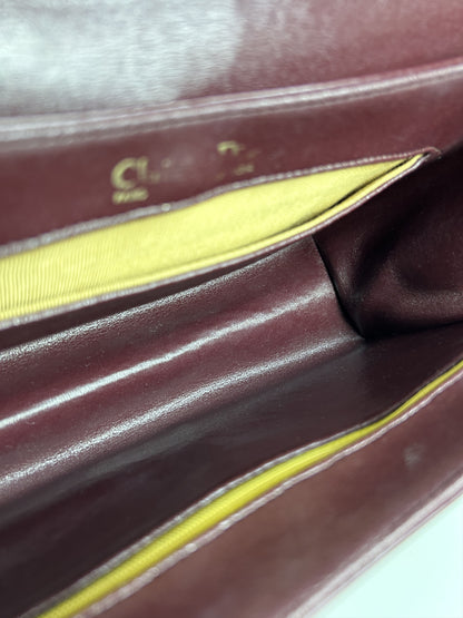 Vintage 80s Dior box calf leather burgundy handbag