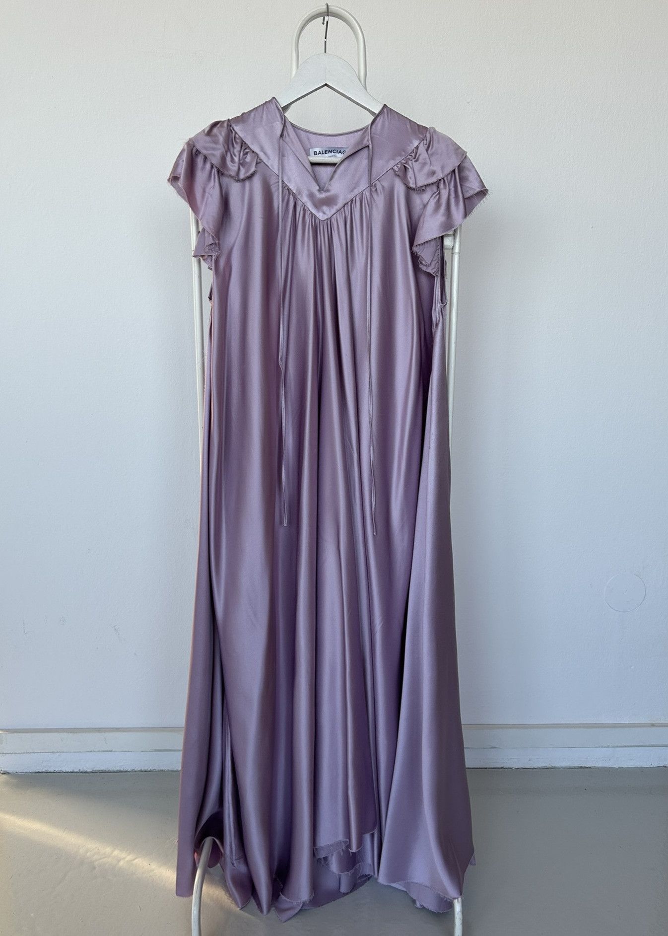 SS2018 Balenciaga silk ruffle loose long dress in lilac