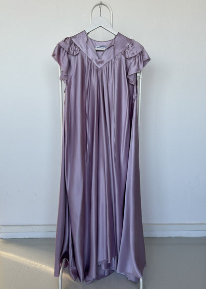 SS2018 Balenciaga silk ruffle loose long dress in lilac
