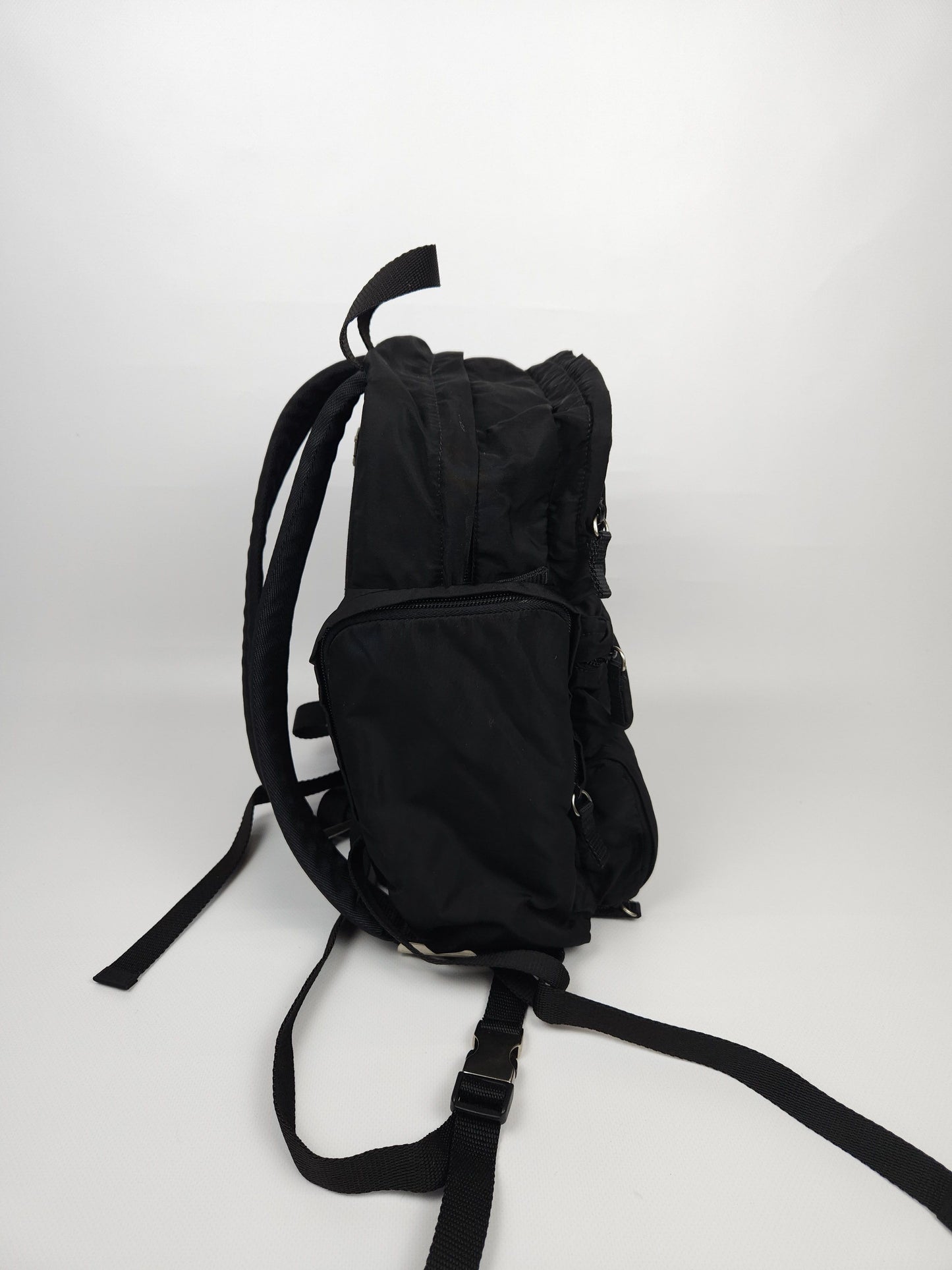 Prada triangle logo nylon multipocket backpack