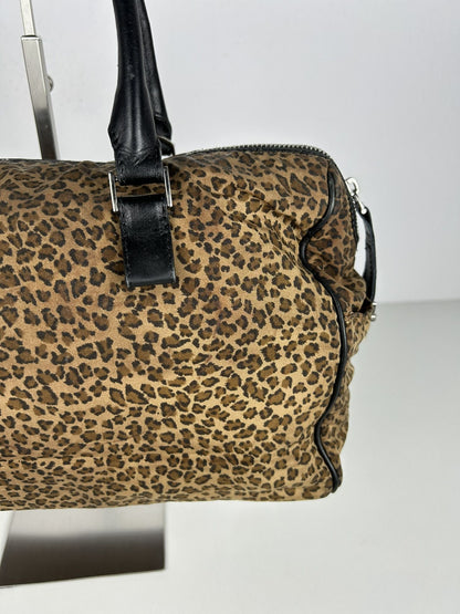 Vintage Bottega Veneta leopard print mini boston bag