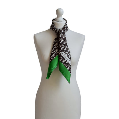 Vintage Dior trotter silk scarf brown & green