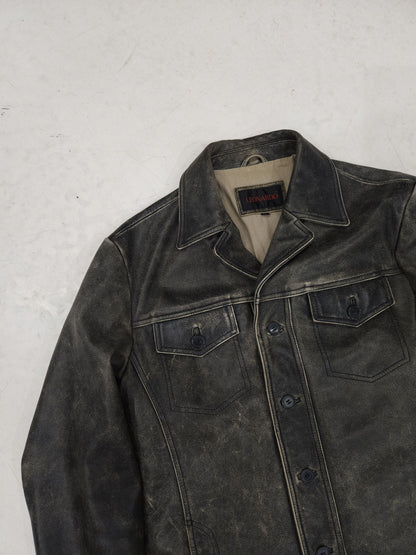 Vintage distressed leather overshirt