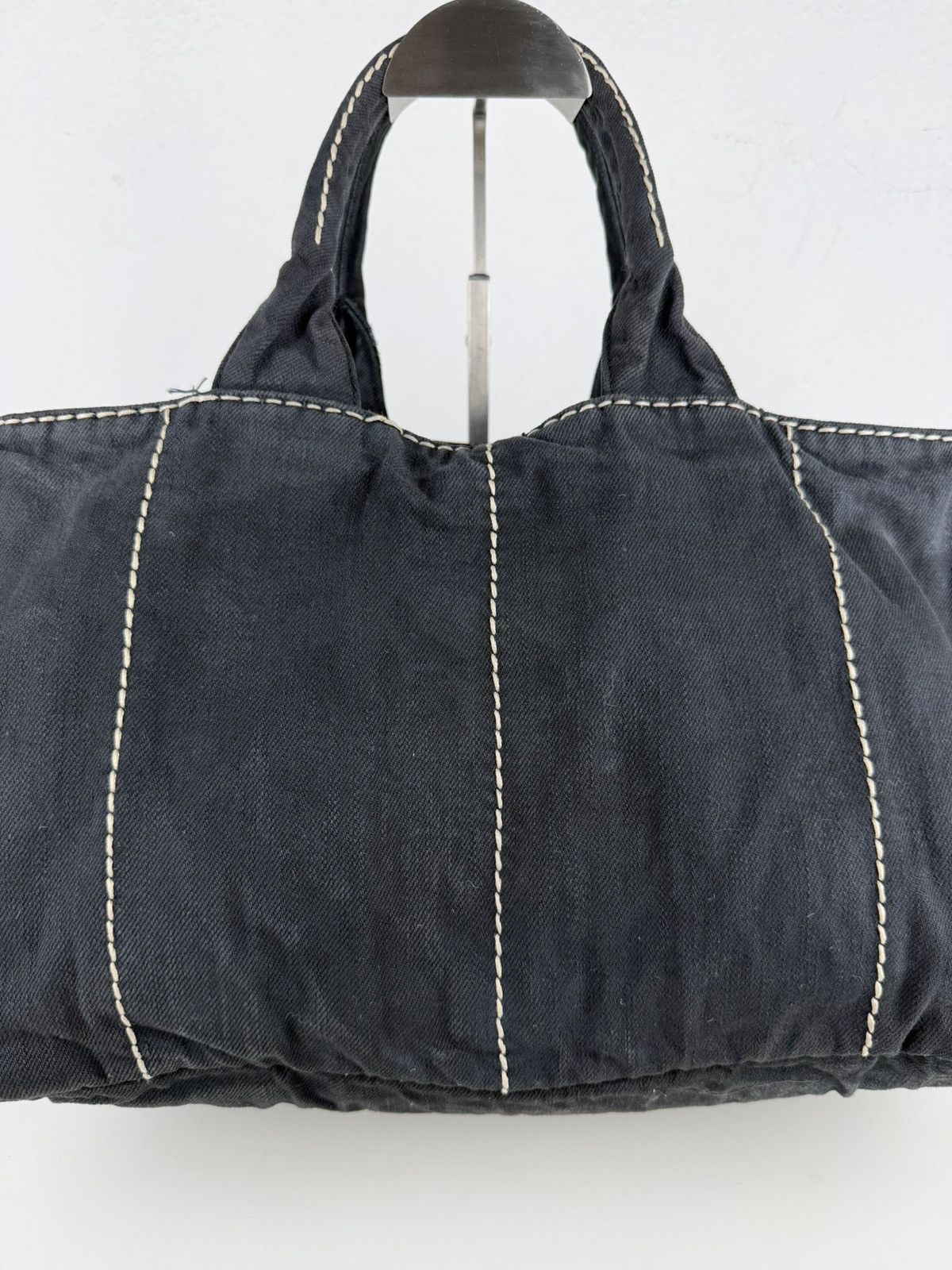 Prada canapa large canvas tote bag