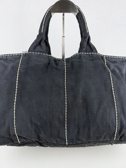 Prada canapa large canvas tote bag