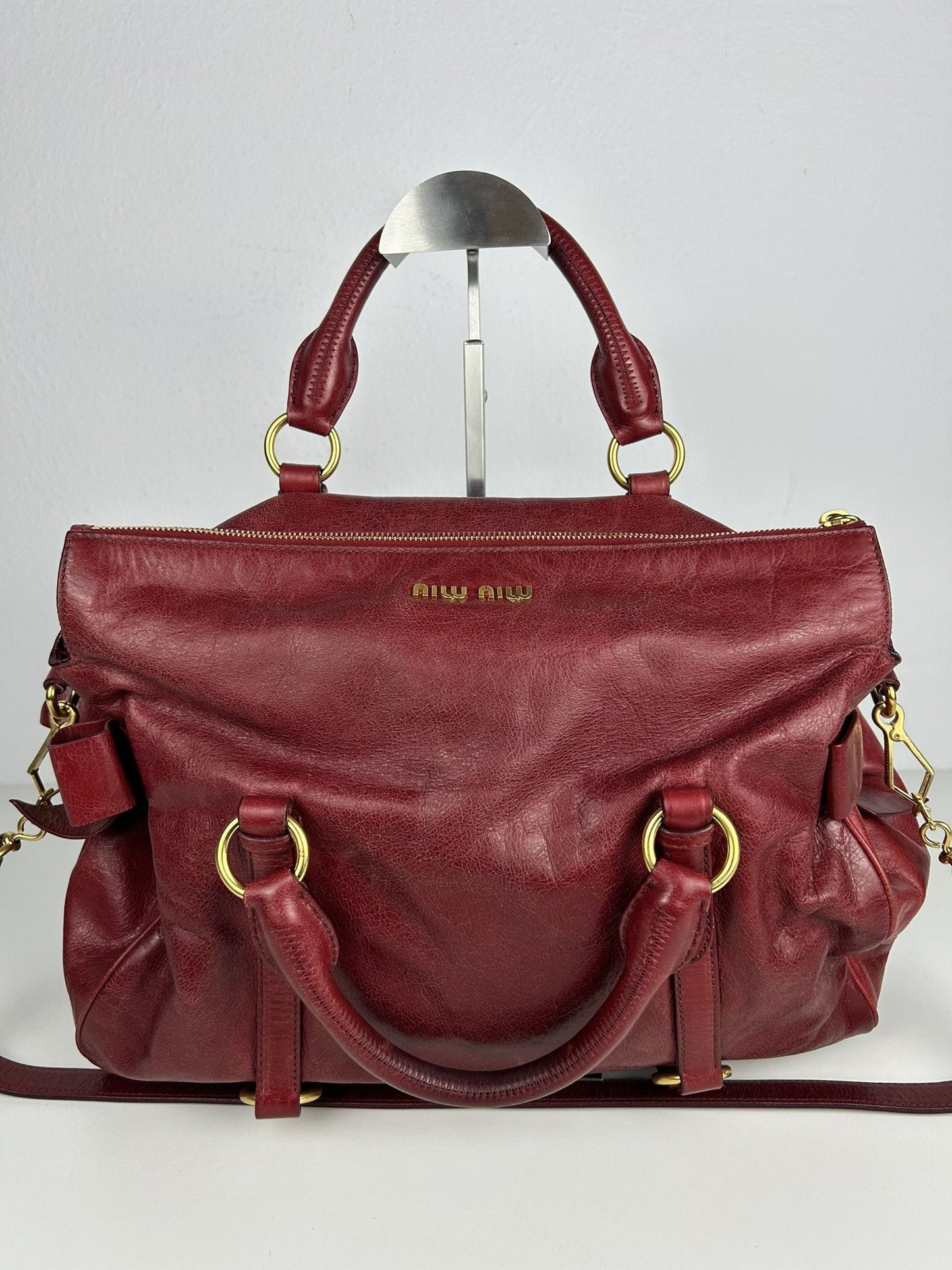 Miu miu vitello bow bag in red