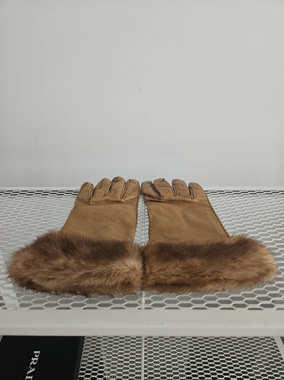 Prada lambskin and mink fur gloves