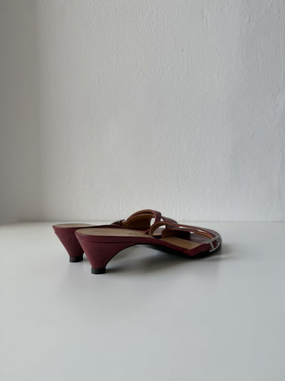 Hermes Kiton open toe kitten heel mules
