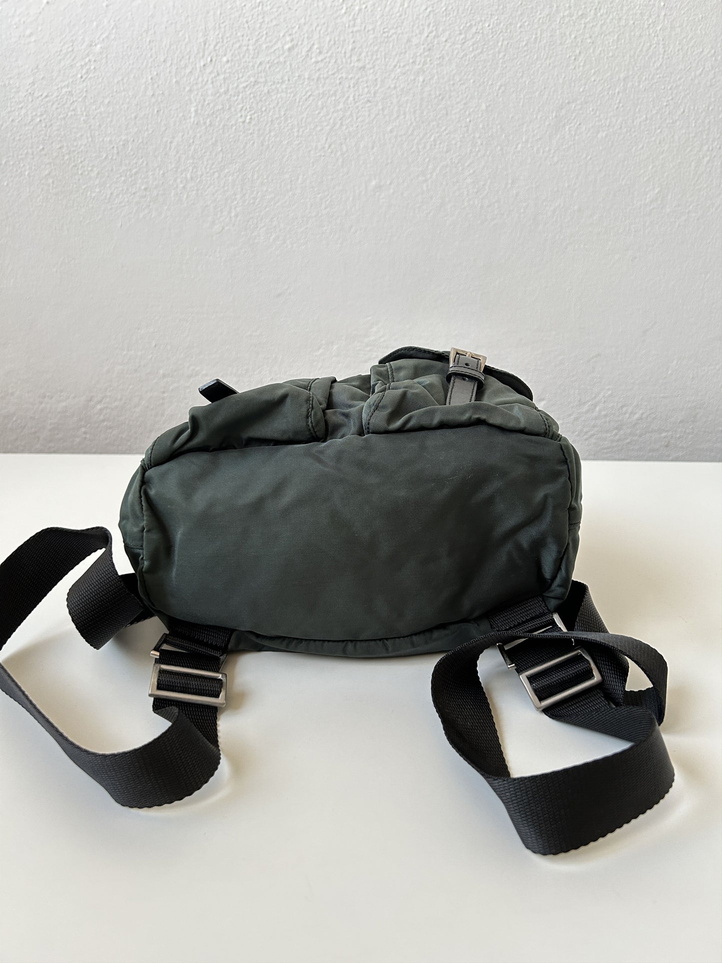 Vintage 90s Prada nylon triangle logo small cargo backpack