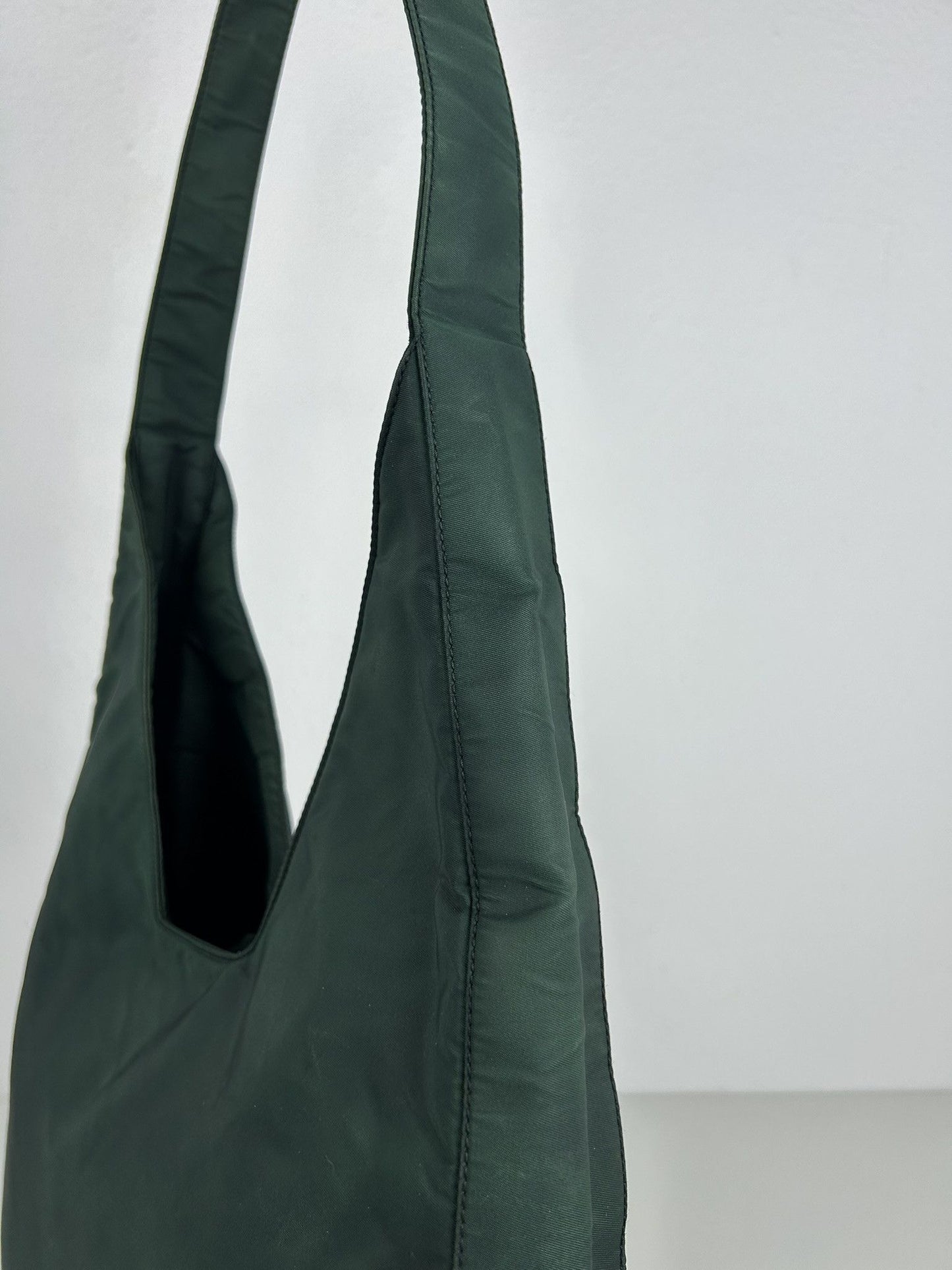 Vintage 90s Prada nylon triangle logo hobo handbag